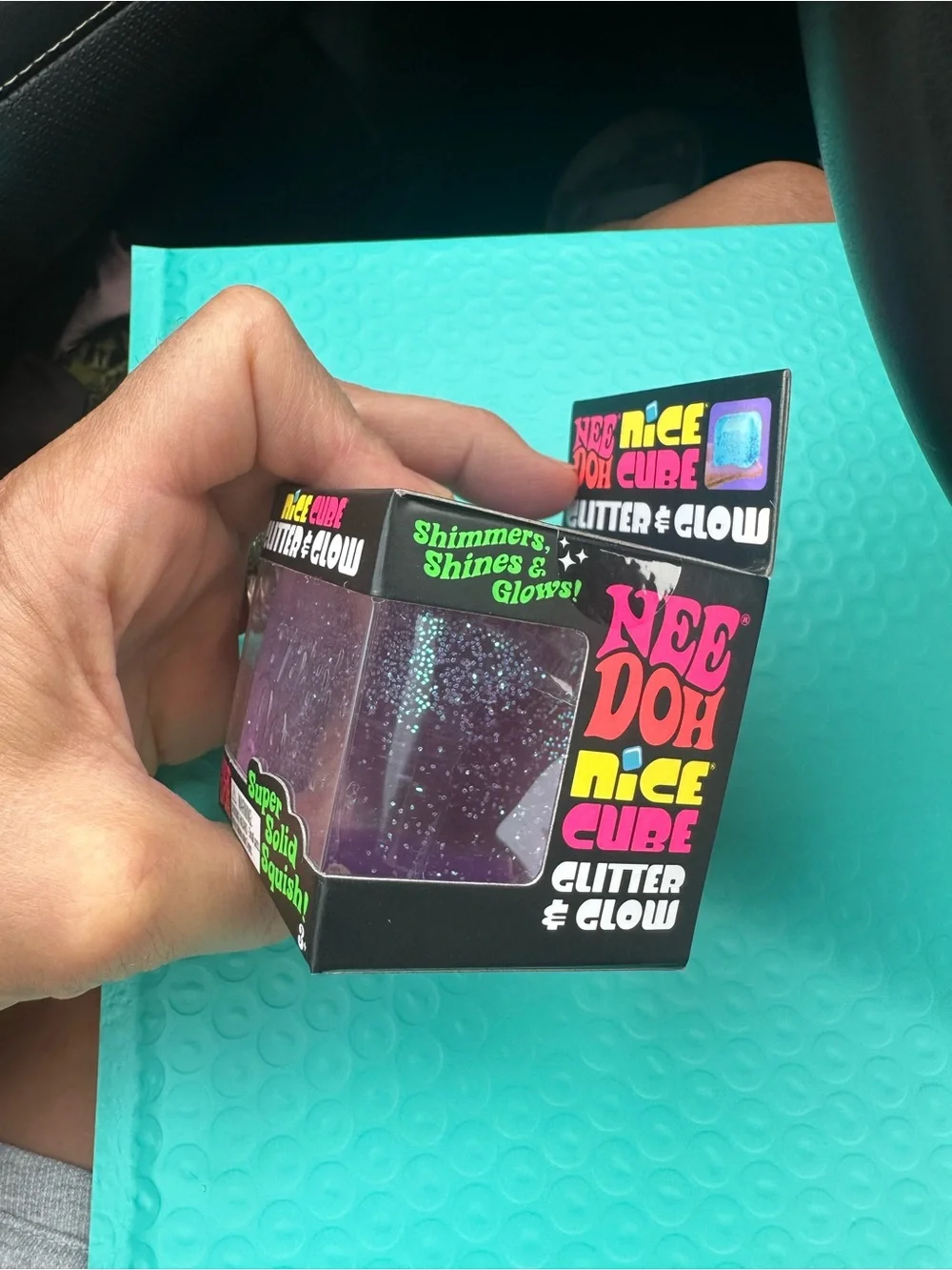 NEW Authentic Schylling NeeDoh Nice Cube Glitter & Glow Purple Super Solid Squis